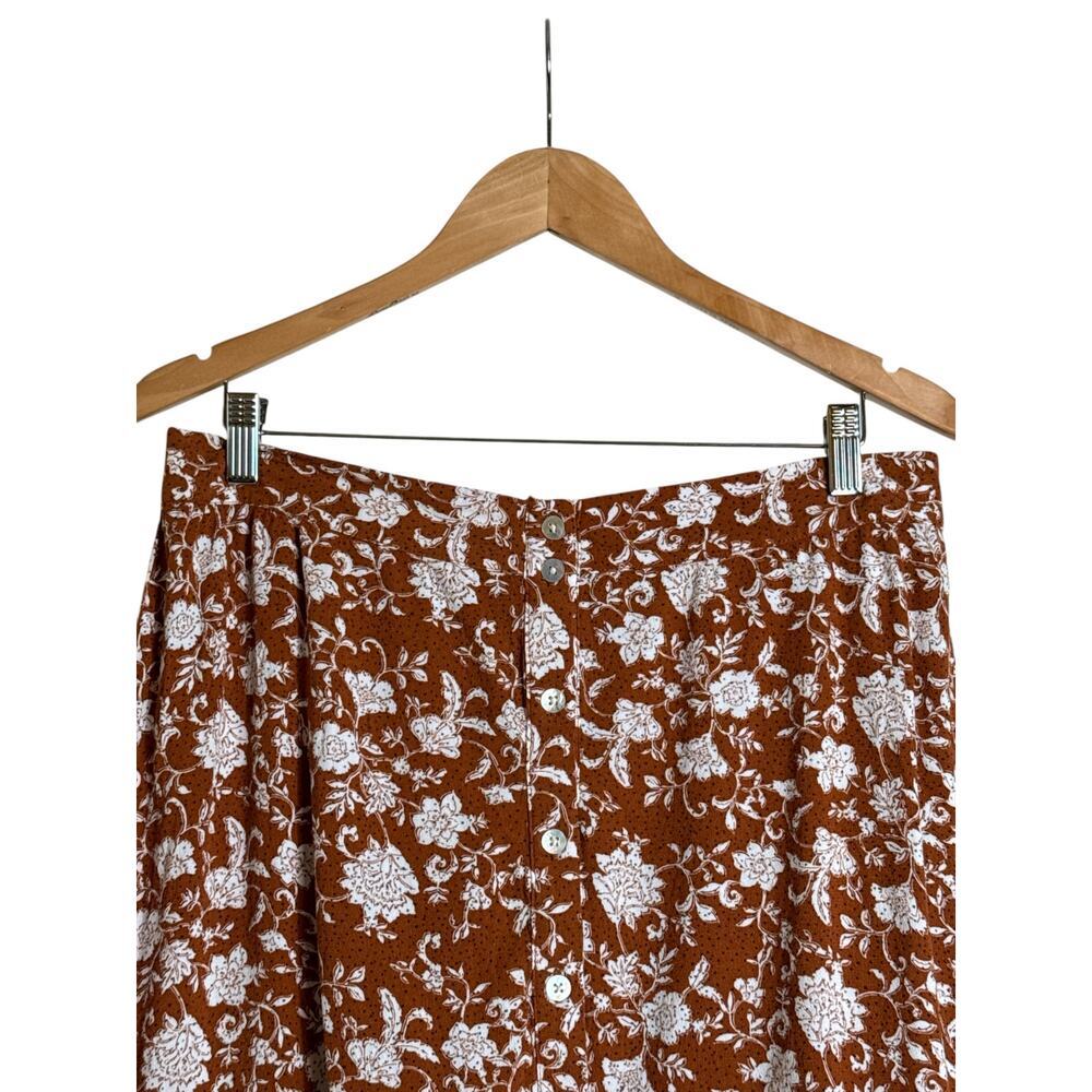 Shyanne Floral Button Front Skirt XL Western Boho Rust Ruffle Hem Skirt - Picture 4 of 8
